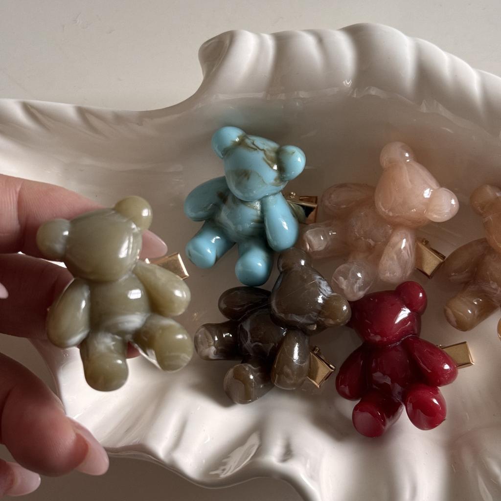 Cute Bear Hair Side Clip Women Girls Sweet Korean Fashion Bangs Hairpin Acrylic Hair Edge Clip Accessories Barrettes Headwear