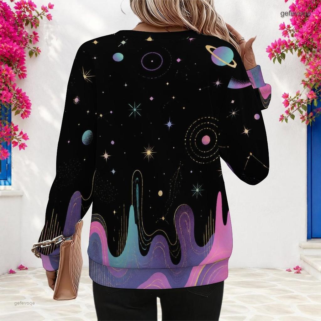 Plus Size Womens Crew Neck Long Sleeve Pullover Soft Loose Casual Daily Street Leisure Sweatshirt
