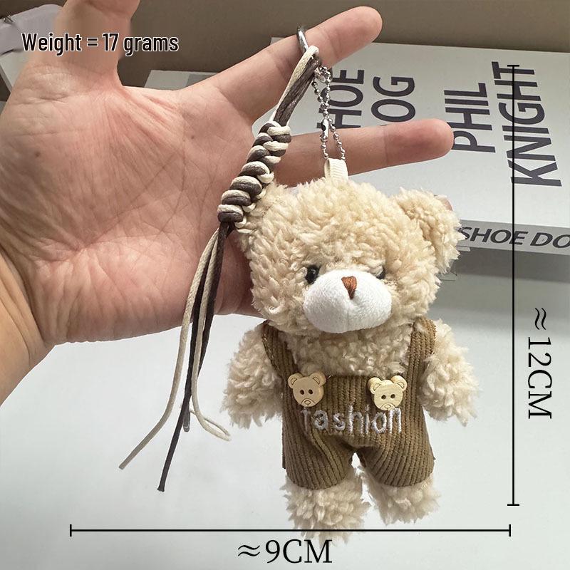 Cute Bear Plush Keychain: Women's Overalls Pendant & Bag Accessory