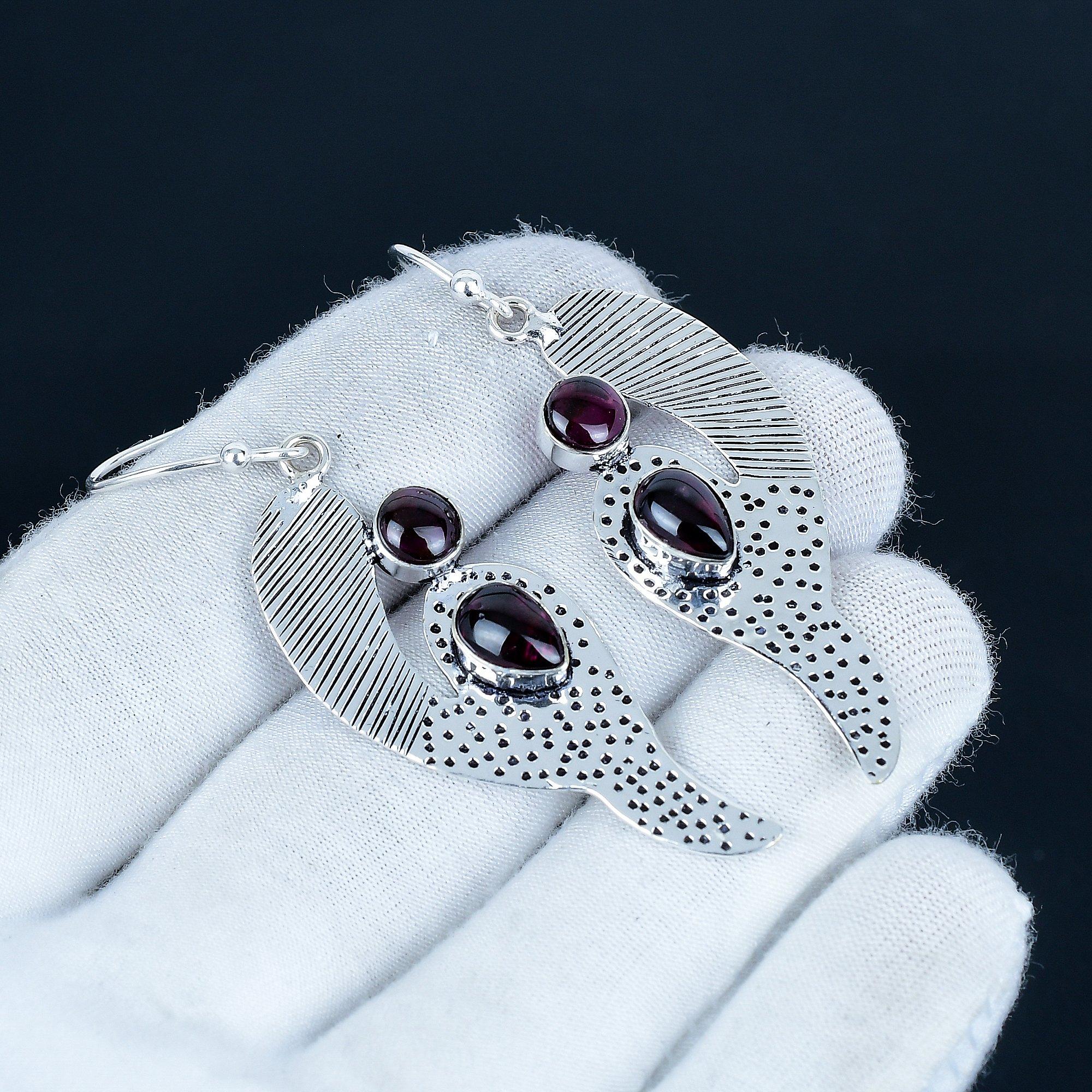 

Серьги из красного лабрадорита, серьги из стерлингового серебра 925 пробы, серьги-подвески из серебра в стиле бохо ручной работы, подарок для вечеринки 7 Cm красный