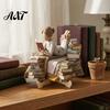 Premium Material Decorative Art Wooden Reading Desktop Ornaments for Home Office Decor, Minimalist Figurine, Wear-resistant Crafts Creative