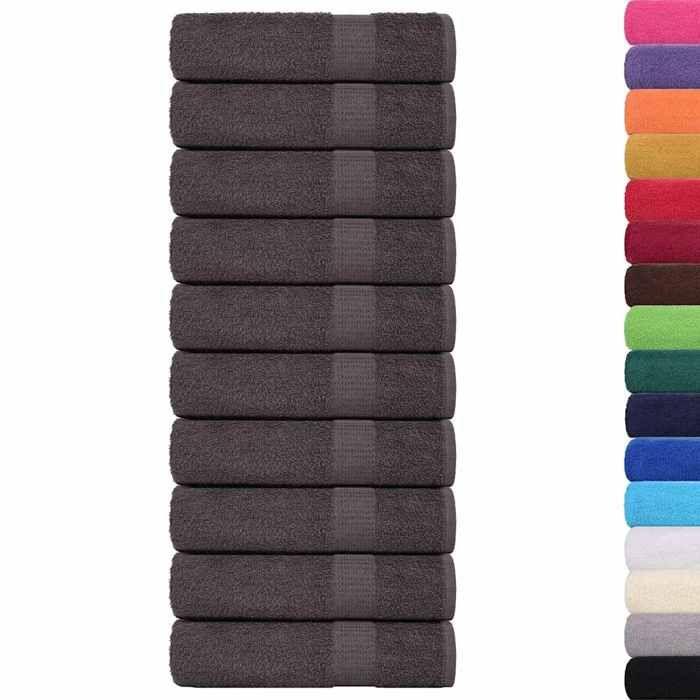 VidaXL Serviettes de douche 10 pcs anthracite 70x140 cm 100% coton, serviette, ensemble de serviettes de bain, serviette 136687
