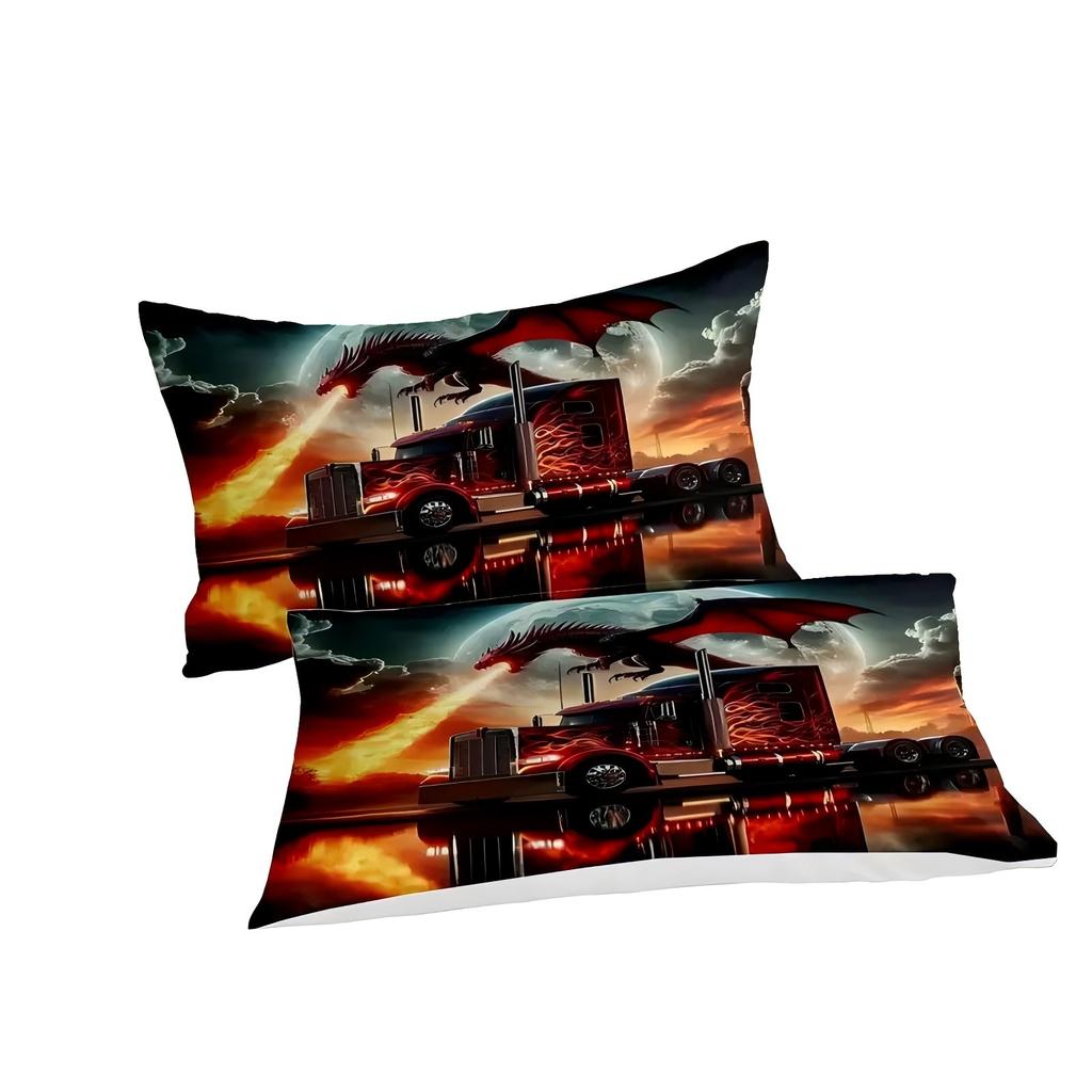 Cool Dragon Fireworks Truck Pattern 3D Print Duvet Cover Soft Comfortable Bedding Set Wildlife Theme Quilt Cover Set Pillowcases