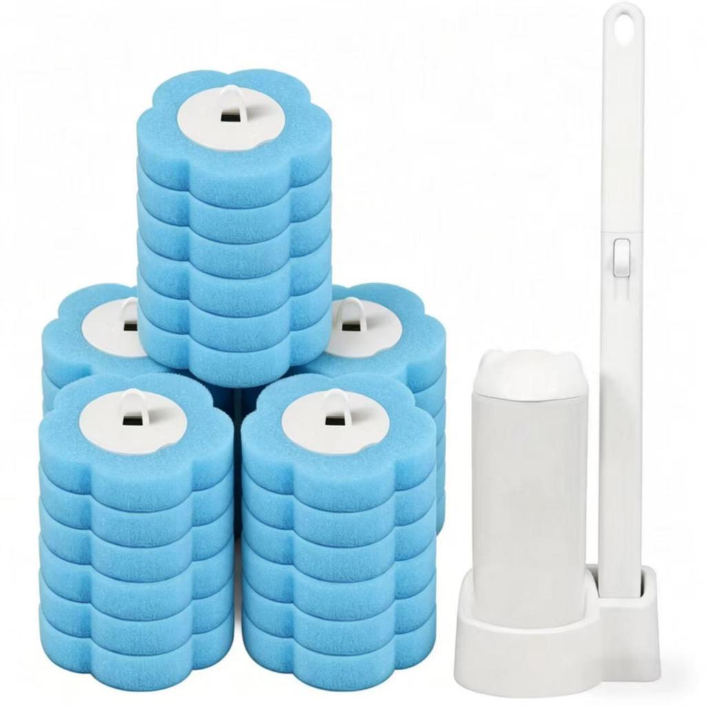 Upgrade Toilet Brush Kit with Disposable Replacement Heads, Long-Handle Hygienic Bathroom Cleaning Brush for Home WC Accessories