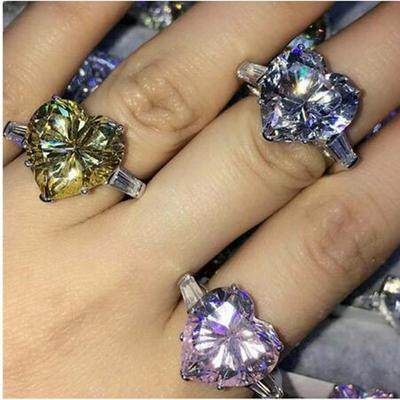 Heart Cut 5ct Topaz Diamond Ring 925 Sterling Silver Jewelry Engagement Wedding Band Rings for Women Bridal Fine Party Accessory