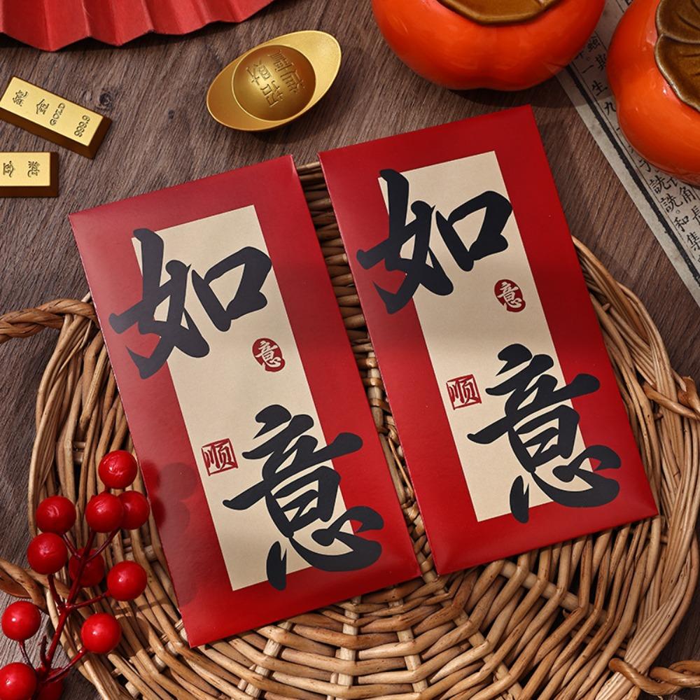 6pcs Blessing Chinese Calligraphy Red Envelopes Hongbao Red Packet New Year Money Pocket Bonus