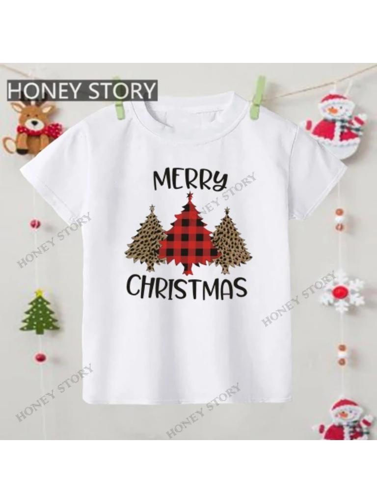 Merry Christmas T Shirt Christmas Christmas Snowman Pattern Children's Boys and Girls Short-sleeved T-shirt