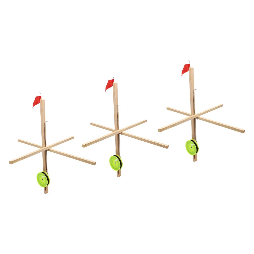 Ice Fishing Tip Up Flag High Visibility Flag Ice Fishing Equipment Gear with Fishing Net and 50M Nylon String