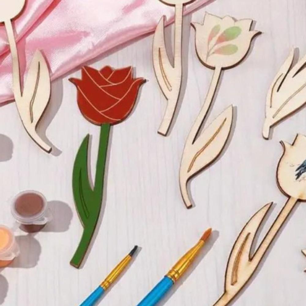 24pcs Blank Rose DIY Painting Crafts Unfinished Flower Graffiti Toys  Christmas Party Decoration