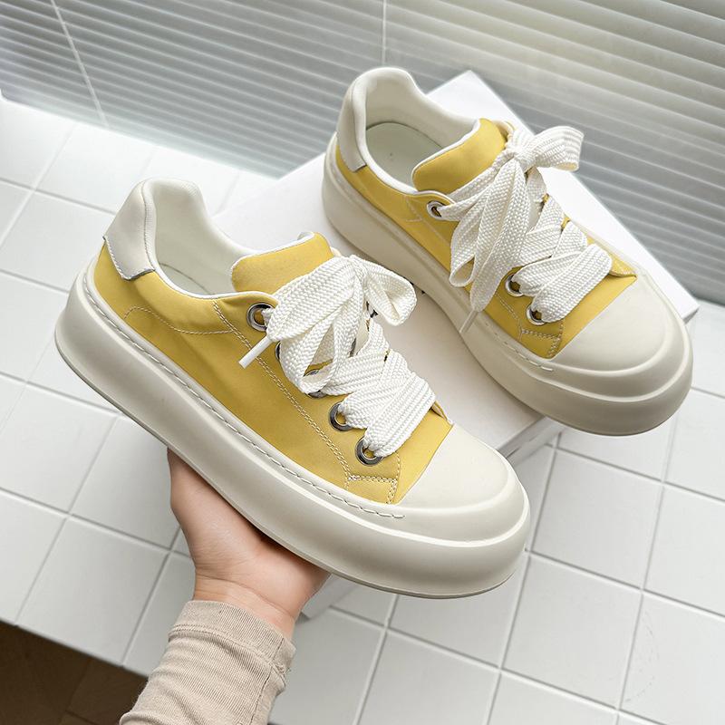 New thick-soled dopamine canvas shoes are breathable and comfortable casual versatile color matching casual shoes 30309-Y