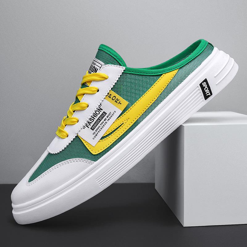

2025 Mesh Half Shoes For Men Mules Sandals Slip On Flats Summer Backless Loafers Slippers Man Slides Mens Semi-Drag Casual Shoes 39