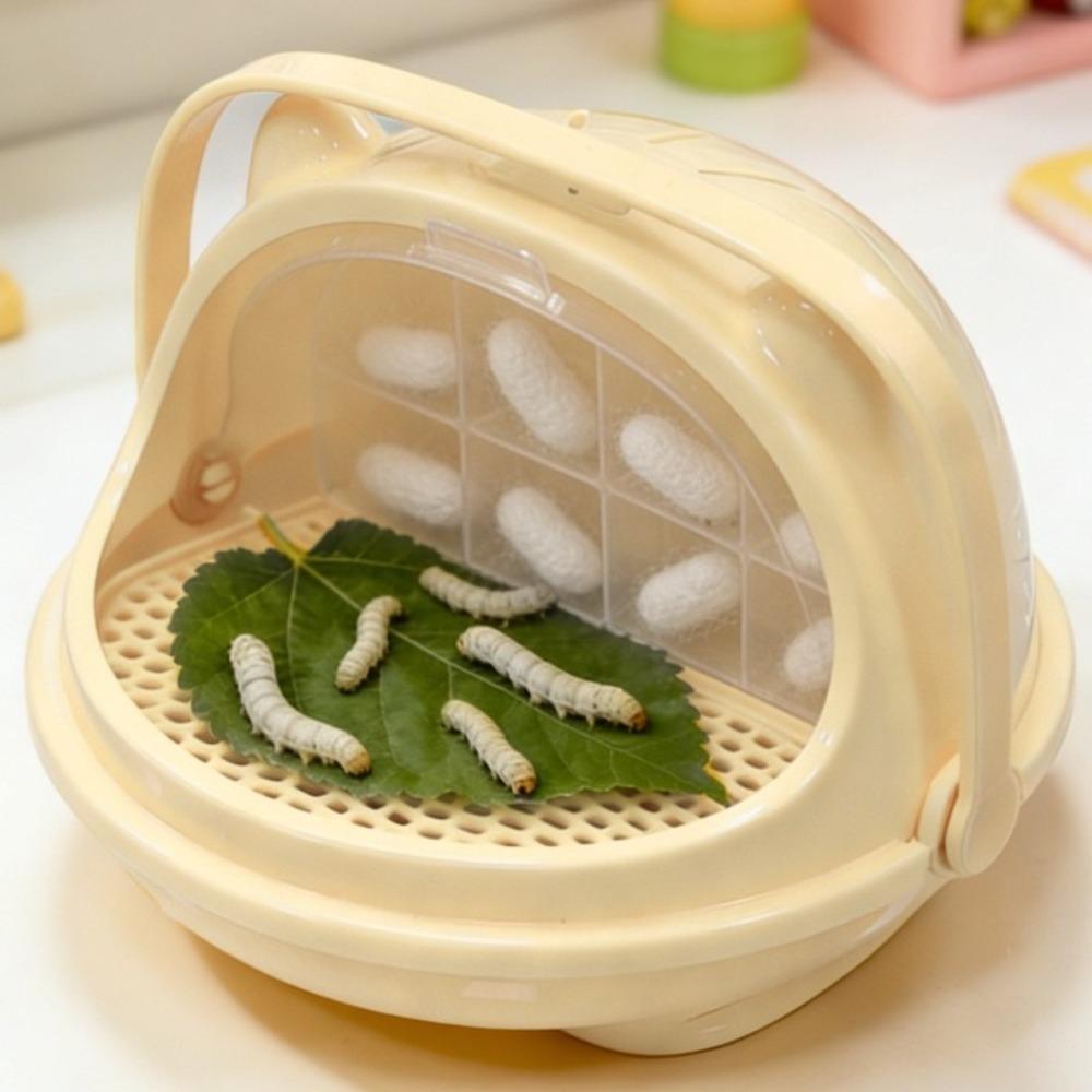 

Space Capsule Design Silkworm Breeding Box with Handle Feeding Container Insect Feeding бежевый