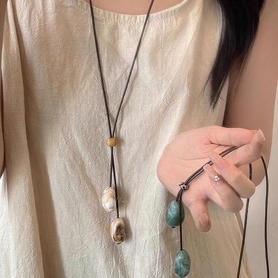 Adjustable Bohemia Pendant Necklace Braided Rope Clavicle Chain Elegant Sweater Chain  Daily Wear