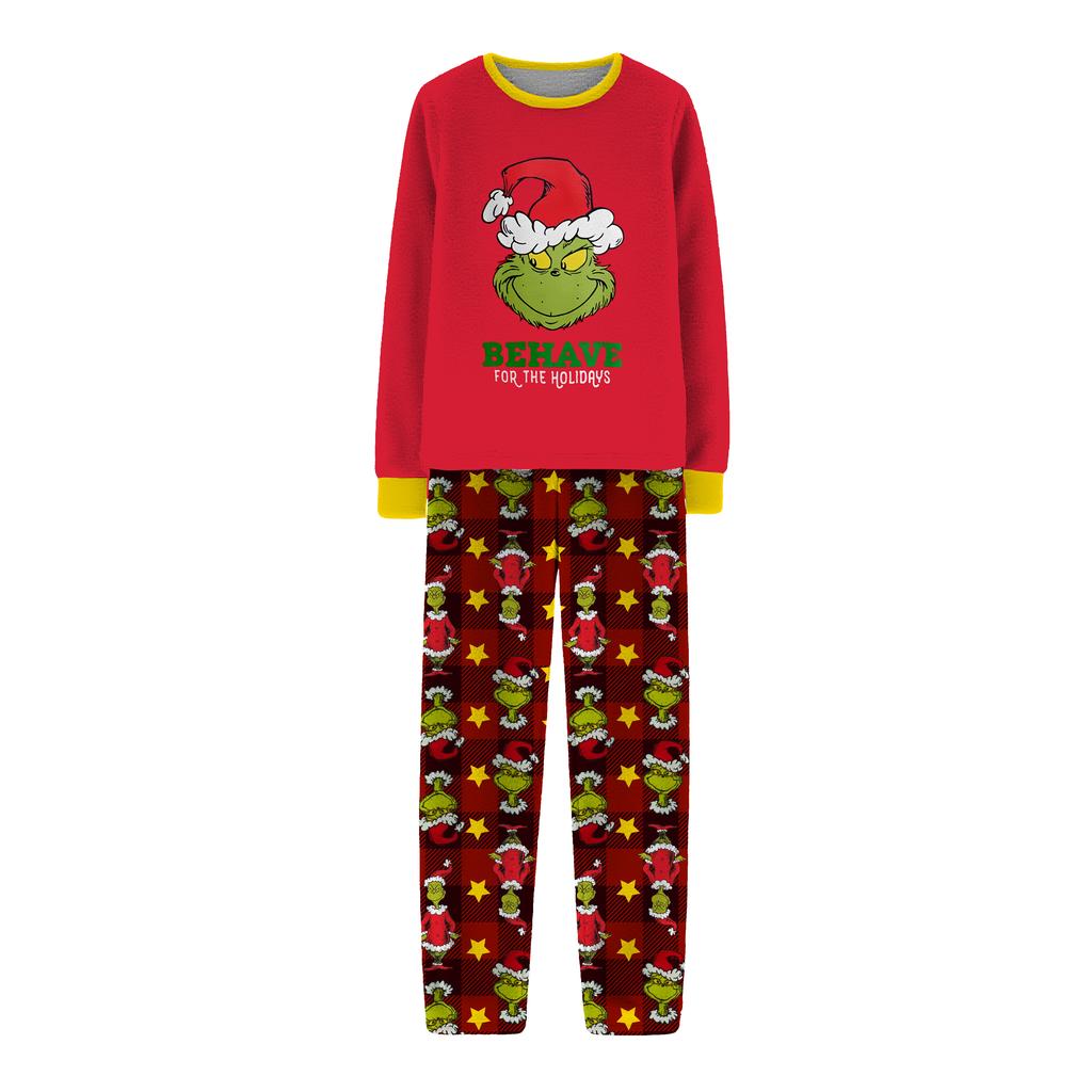 Christmas Family Matching Pajamas Set, Mother Child Baby Cartoon Print Pajamas Home Clothes Set