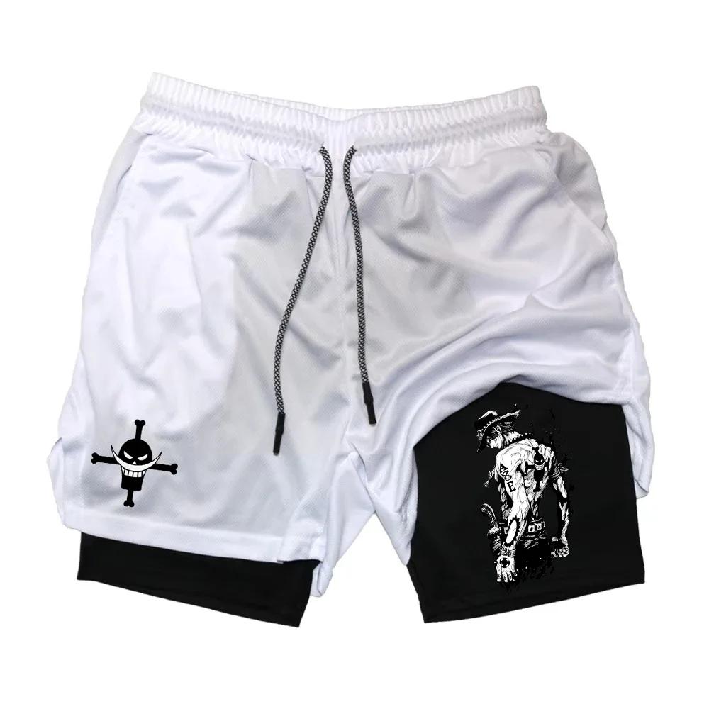 Muay Thai Kickboxing Boxing MMA Onepiece Pirate Ace Whitebeard Cartoon Japan Shorts Unisex Workout Quick Dry Print Elastic Waist Training