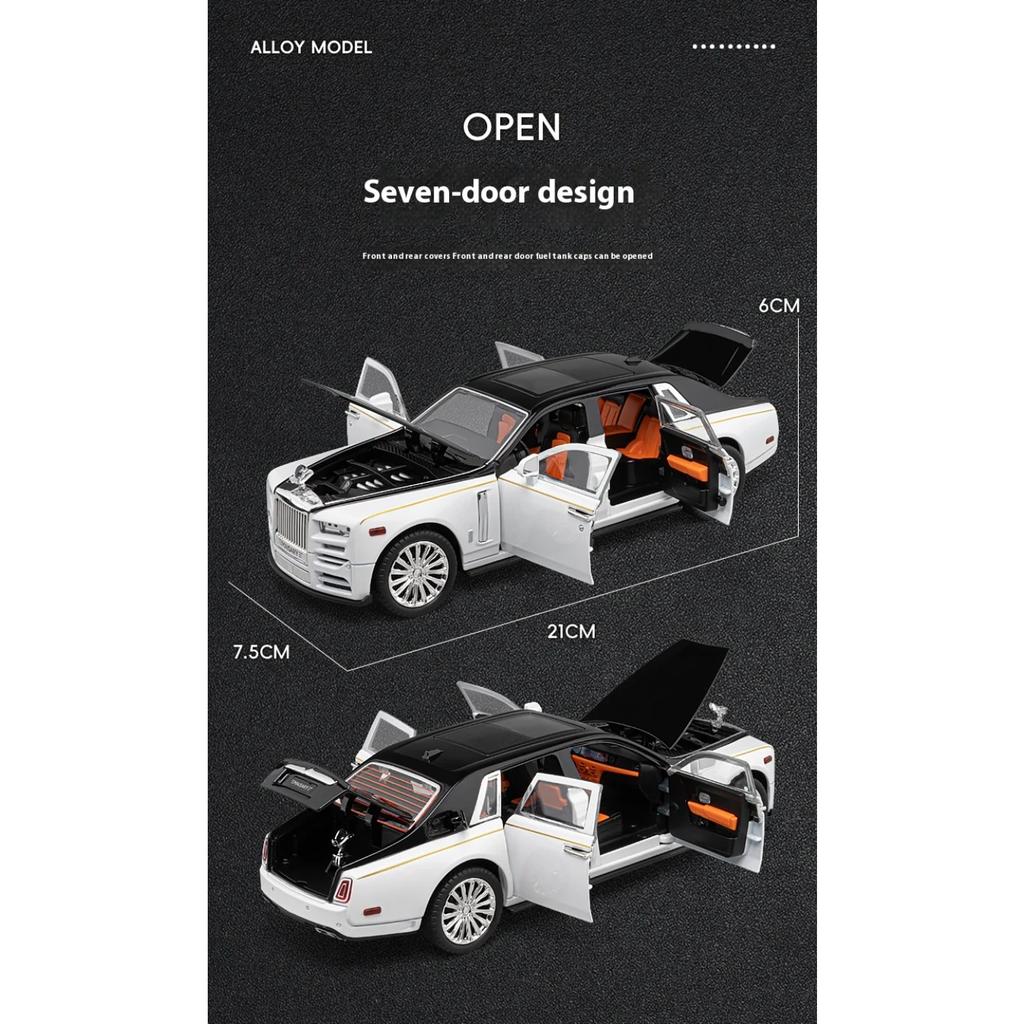 Simulated 1/22 Rolls-Royce Phantom Model Toy, Alloy Die-cast Car Model, Suitable for Boys' Birthday Gifts, Collection Ornaments