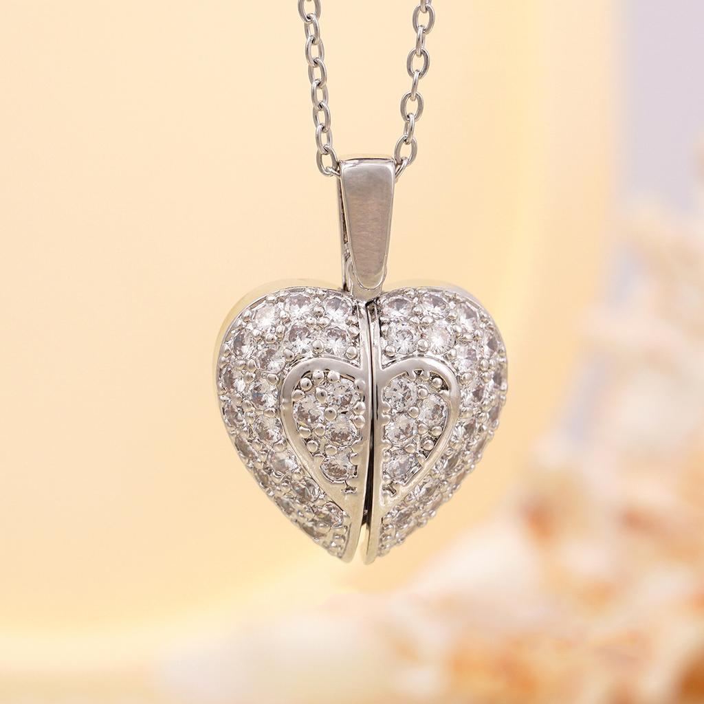 1pc Heart Angel Wings Openable Pendant Necklace Fashionable Cute Party Jewelry Valentine's Day Gift for Women Girls Mum