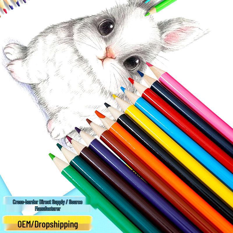 3.5-Inch Colored Pencil Set for Kids – Raw Wood, Cartoon Design, Round Short Horn Style