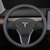 Steering Wheel Cover For Tesla Model 3 Y S X Nappa Leather 4 Seasons 36-39 CM Diameter Black Car Interior Accessories 2017-2026