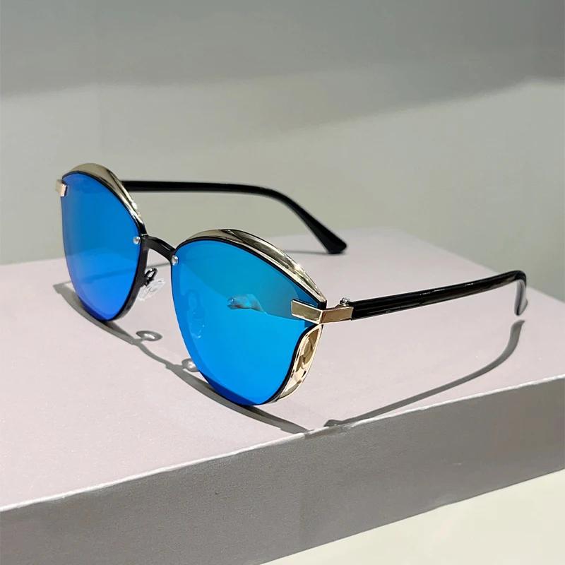 Óculos de Sol Vintage Oversized Femininos Novos na Moda Espelhados para Exterior Casual Tons Ins Estilo Coreano Trendy Decor Óculos de Sol