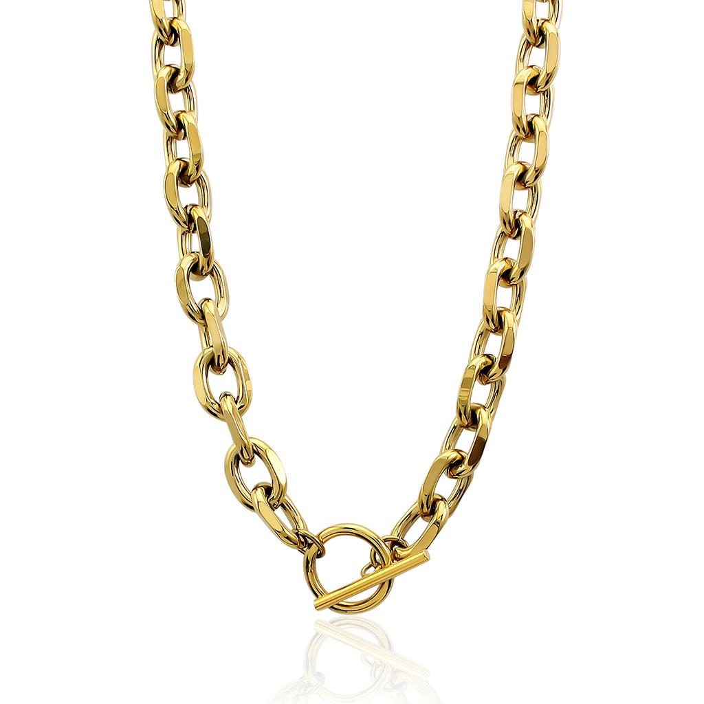 Vintage Women Jewelry Toggle Choker Necklace 18k Gold Plated Stainless Steel Thick Chunky Cuban Link Chain Necklace Women