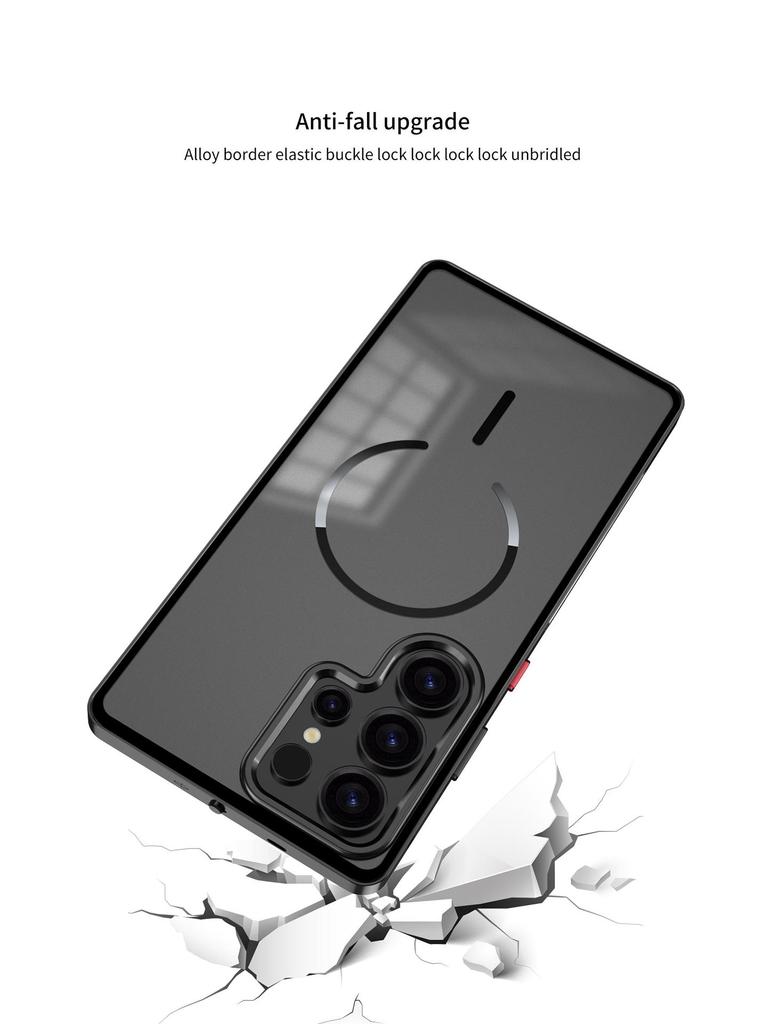 Samsung S26 Ultra Frosted Metal Frame Phone Case with Cooling Magnetic Ring - Exclusive Cross-Border Use