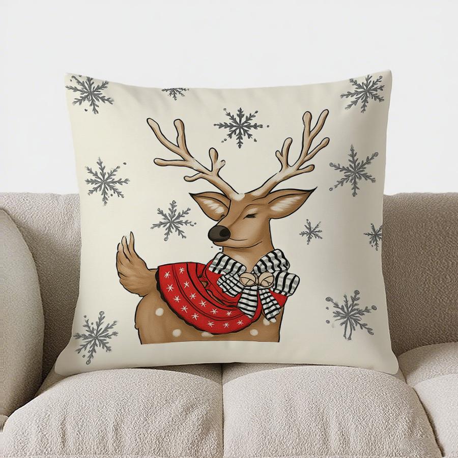 Home Decor Cute Cheetah Cub With Leaves Pillow Cover Pattern Cushion Cover Suitable For Sofa Bedroom Car Pillow Cover