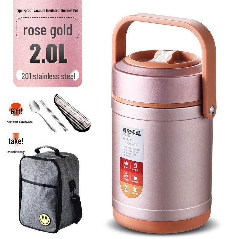 304 Stainless Steel Triple-Layer Insulated Lunch Box for Students & Office Workers