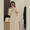 Hooded Medium and Long Autumn and Winter Knitted Dress, New Lazy Style Loose and Thin Women's Sweater Skirt