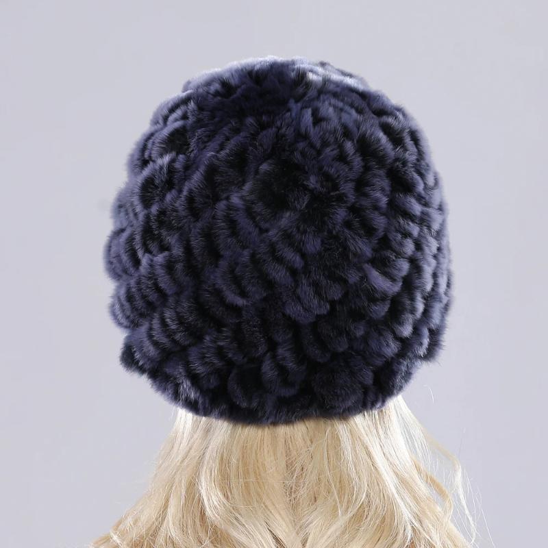Hot Sale Russian Lady Natural Real Rex Rabbit Fur Hats Women Knitted Outdoor Rex Rabbit Fur Hat New Warm Real Fur Caps