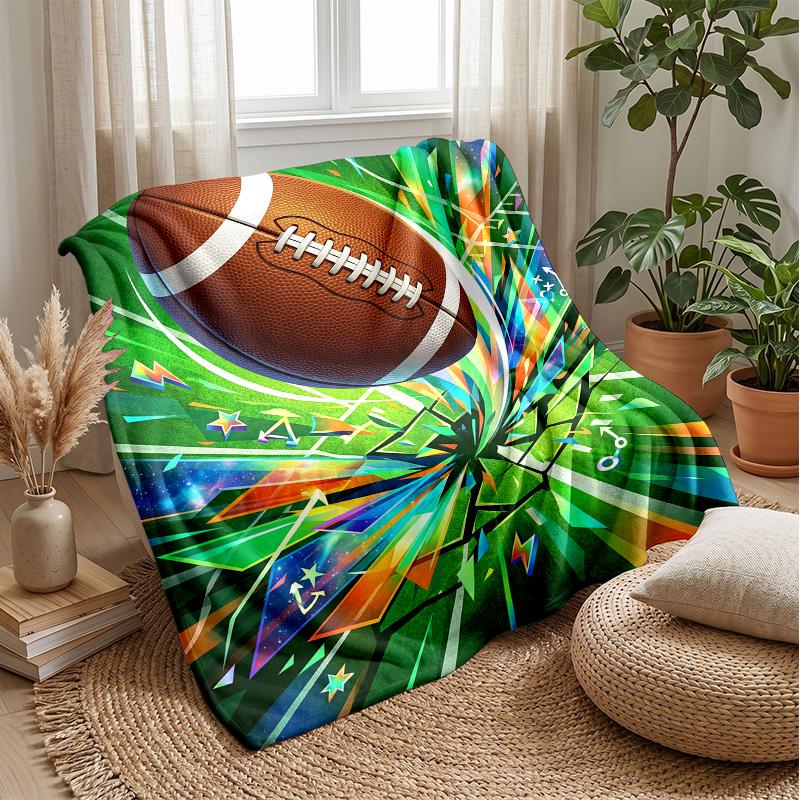 Football and Leopard Print Theme blanket Lightweight Warm Flannel Blanket Decorative Throw Blanket for Home Decoration