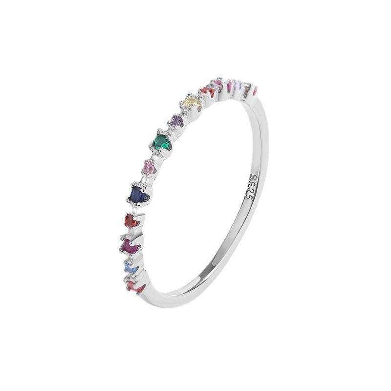 Colorful Zircon Sterling Silver Women's Ring - 925 Silver Graduation Birthday Gift