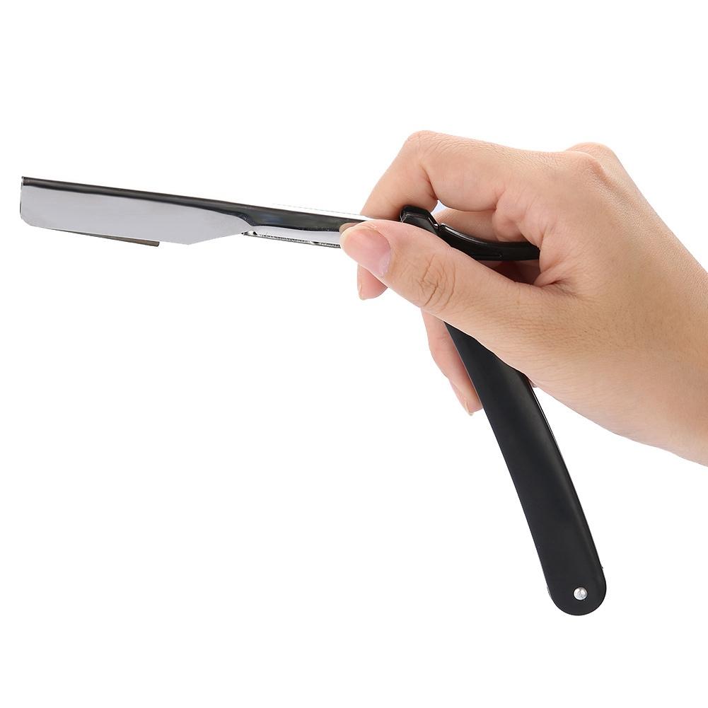 Barber Straight Hair Clipper Salon Folding Blade with Blade Black