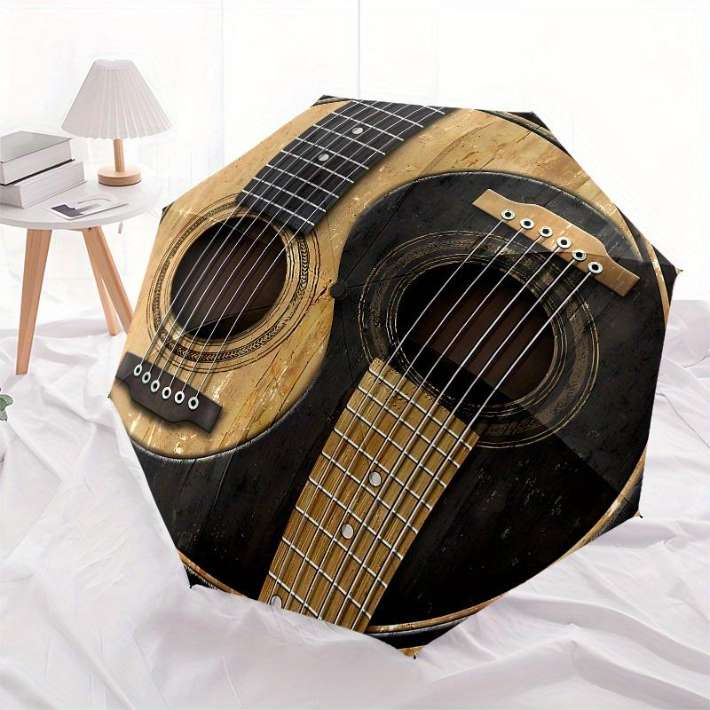 Guitar Yin Yang themed Eight rib Automatic Folding Umbrella Is Suitable for Both Men and Women, Making It A Perfect Christmas and Valentine'