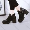 Fashion Comemore High Heels Ankle Boots for Women Spring New Fashion Thick Heel Pu Leather Platform Short Booties Ladies Zipper Botas
