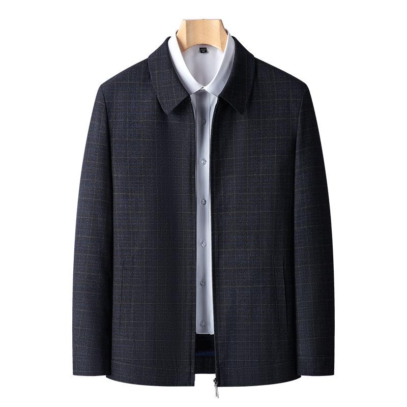 Middle-aged and elderly men's wool jackets spring and autumn business casual high-end jackets middle-aged dad's wool tops