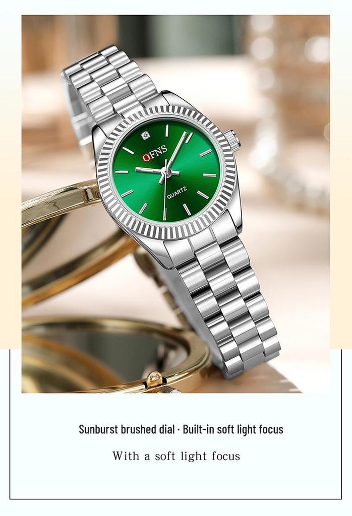 OFNS Classic Women's High-End Casual Luxury Quartz Wristwatch, Roman Numeral, Stud Design, Business-Commuting, Waterproof.