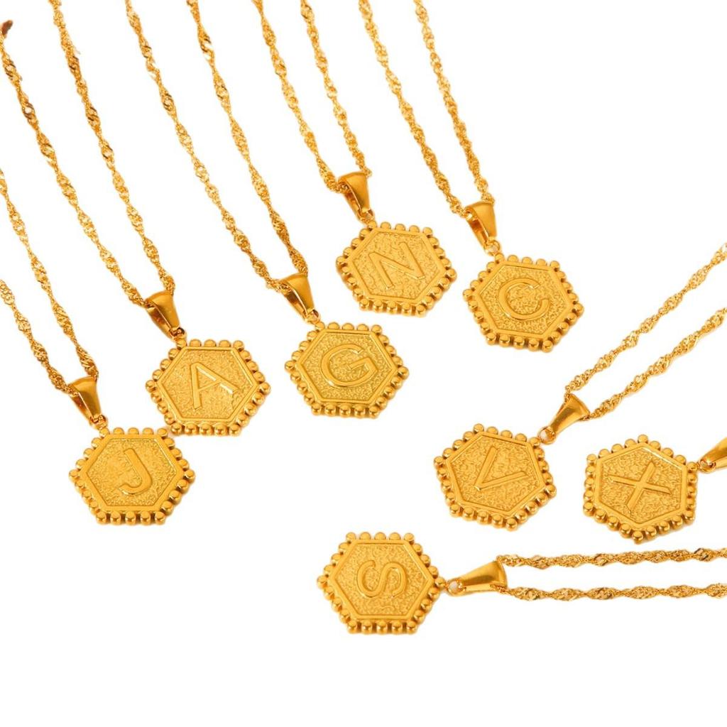 Stainless Steel Electroplated Gold 26-Letter Necklace - Fashionable Initial Pendant for Sweater Chains