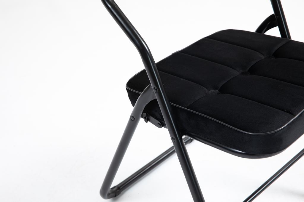 Folding Chairs 2 Pack - Foldable Dining Chairs with Cushion, Portable and Assembled Folding Extra Chair for Guests Kitchen Office Wedding  Party Black