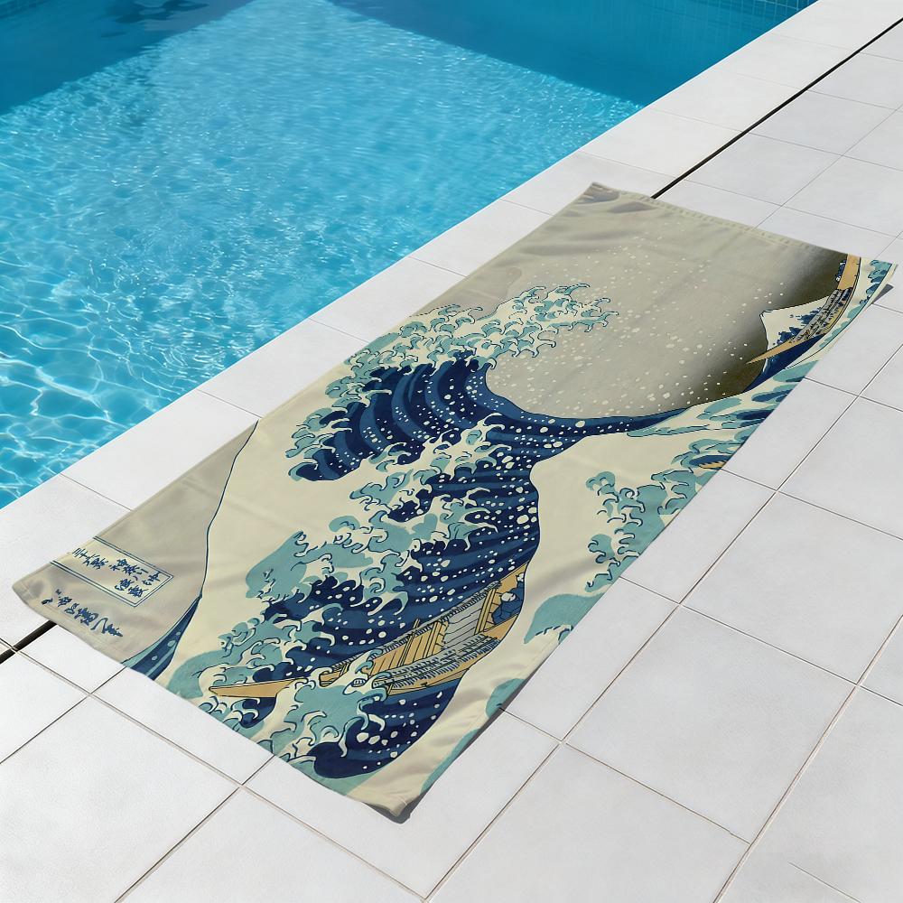 K-katsushika Art Towel Gift For Travel Gym Sauna Travel Spa Shower Camping Quick Dry Sports H-hokusai-i Beach Towels Soft Pool