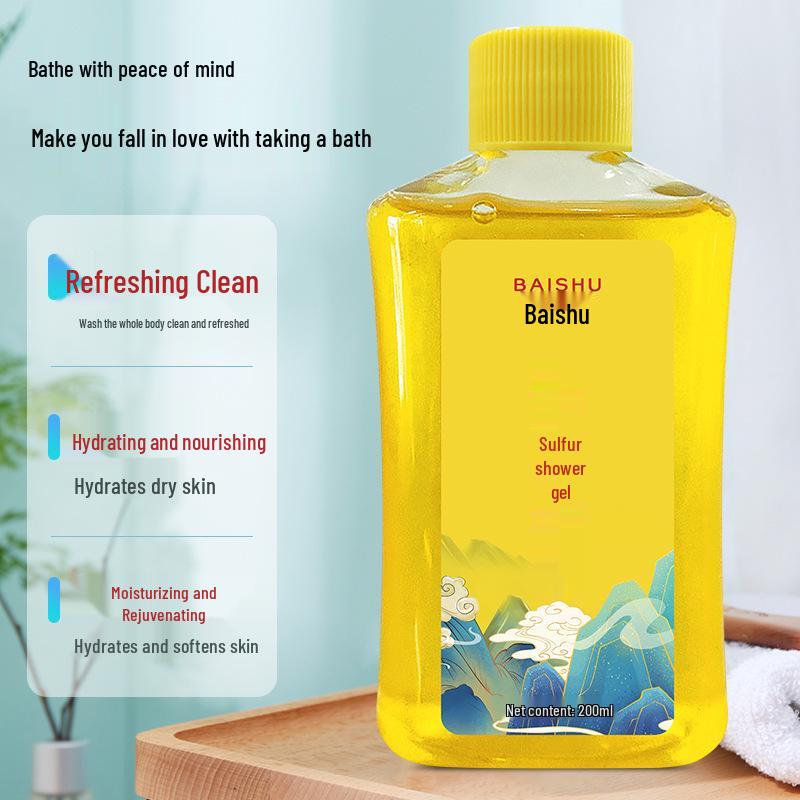Baishu Antibacterial Portable Sulfur Shower Gel, 200ml - Cleansing and Care Formula