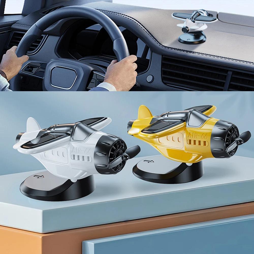 360° Rotary Car Center Console Decorations Solar Powered Aircraft Ornaments Dashboard Ornament