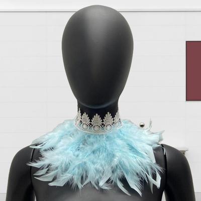 Peacock Feather Scarf Handmade Gothic Cape with Adjustable Lace Tie Gradient Color Feather