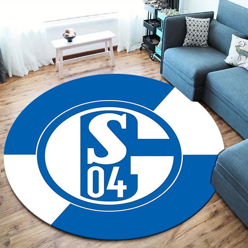 FC Schalke 04 Round Area Rug,Carpet Rug for Living Room Bedroom Sofa Playroom Decor,Non-slip Floor Mat