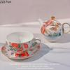 BRKeramik Mutter und Kind Topf Nachmittagstee Kaffeetasse Kaffeekanne Set Leichter Luxus Retro Keramik Blume Teekanne Set Neues Zuhause GeschenkEY