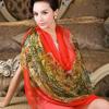New Red Women Long Silk Scarf Shawl Printed Female Spring Autumn Silk Scarf Wraps Fashionable Casual All-Match Cape Scarves