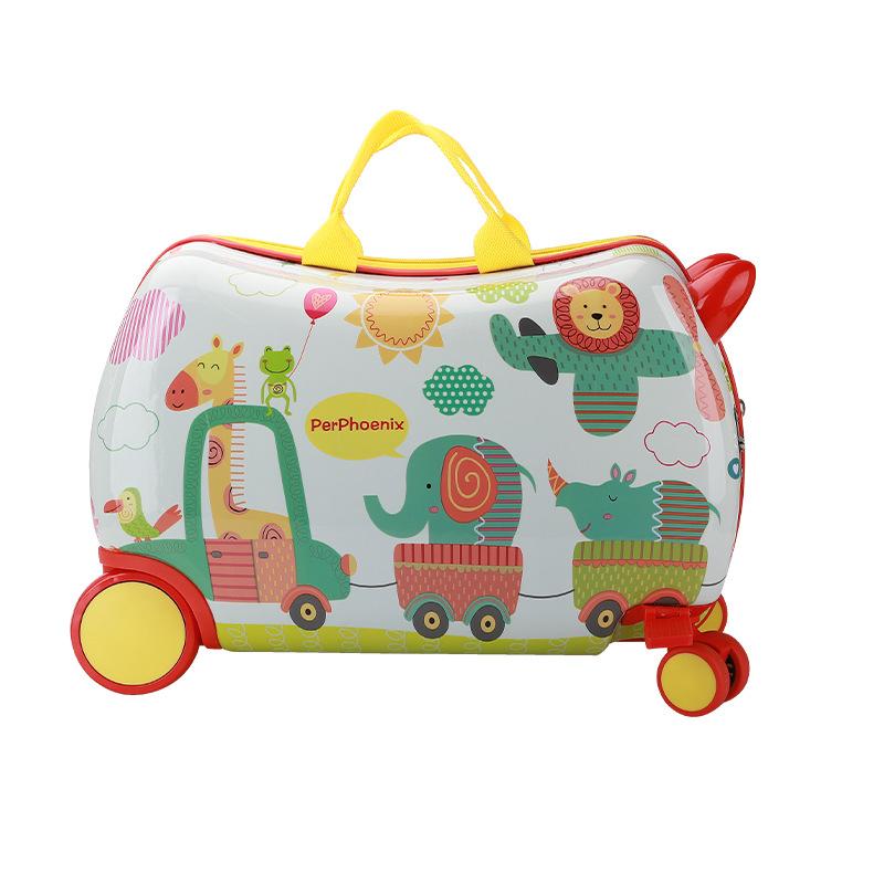 Cartoon Kids Luggage Can Sit Or Ridden Children Travel Bag Trolley Suitcase On Spinner Wheel Cute Kids Gift Rolling Luggage