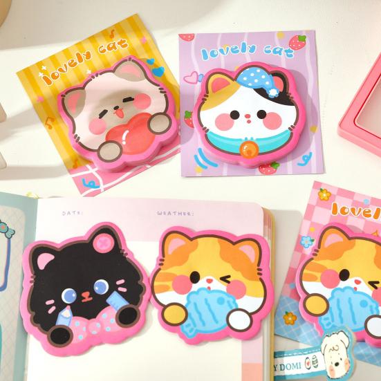 3Pcs Cat-Shaped Note Pads Set Cute Cartoon Memo Pads for Students Office Strong Adhesion Thick Paper Practical Note Stickers for Reminders Journaling
