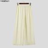INCERUN Men's Sheer Overlay Split Trousers Casual Wide Leg Drawstring Beach Holiday Pants