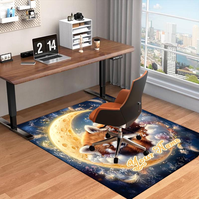 1PC Custom Name Moonlit Dreams Panda Theme Floor Mat Ideal for Living Room, Game Rooms, Office, Bedroom, Floor Mat Playful Design